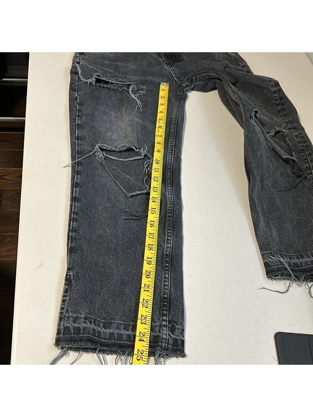 Free People We The Free Boho Festival Black Straight Leg Distressed Jeans 26 - Picture 9 of 15